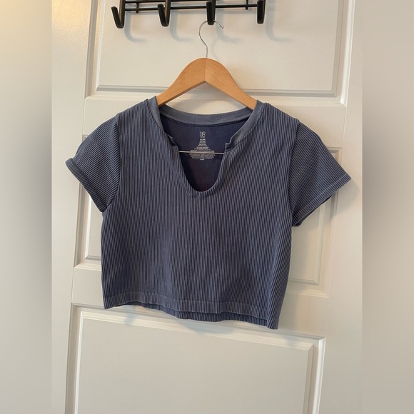 NOBO Blue Ribbed Crop Top | Distressed Blue | XL - Picture 2 of 6